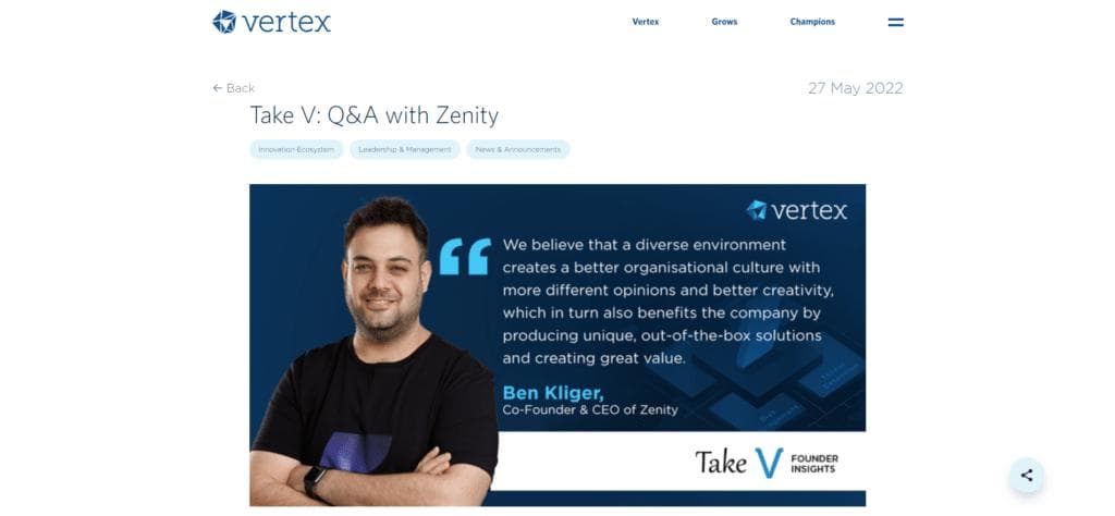 Take V: Q&A with Zenity