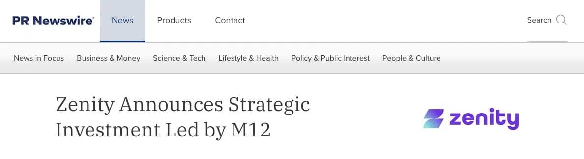 Zenity Announces Strategic Investment Led by M12